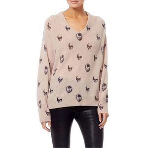 Skull Cashmere Skull Head Tan and black sweater Size Small